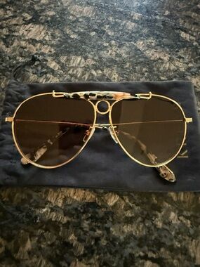 Krewe Merrymen Gold Aviator Sunglasses with Brown Lenses Unisex